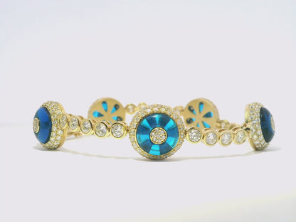 7.76Ct Diamond Evil Eye Bracelet 14k Yellow Gold