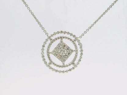 1.09CT Diamond Pendant 14k White Gold