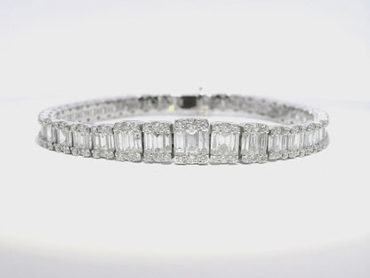 7.16Ct Emerald Cut Diamond Bracelet 18k White Gold