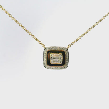 0.14 CT Diamond with Black Onyx Pendant 14k Gold