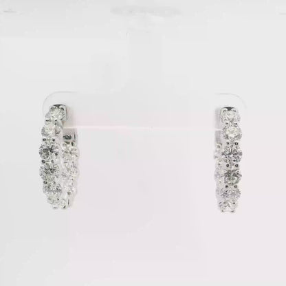 5.25CT Diamond Hoop Earrings 14k White Gold