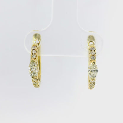0.46CT Diamond Hoop 18k Yellow Gold Earring