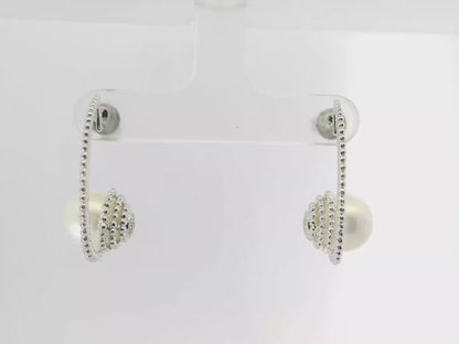 0.06CT Diamond 14k White Gold Pearl Earring