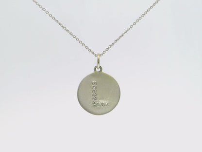 0.06CT Diamond L Letter Pendant 14k White Gold