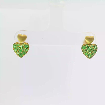 0.64CT Green Sapphire 14k Yellow Gold Earring