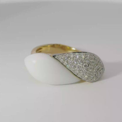 0.56CT Diamond with Black Agate 14k Yellow Gold Ring