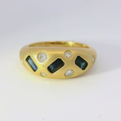 0.21CT Diamond and 1.16CT Blue Sapphire 14K Yellow Gold