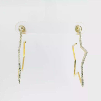 0.30CT Diamond HOOP 14k Yellow Gold Earring