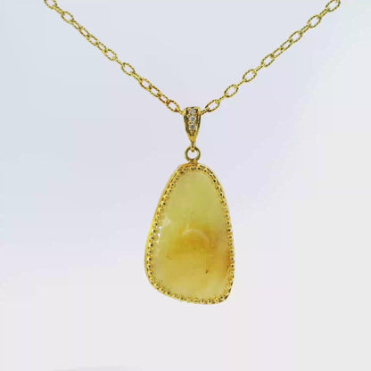 0.03CT Diamond with Yellow Slice Sapphire 14k Yellow Gold