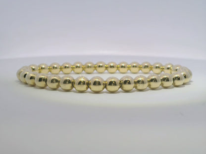 Plain Gold  Beads Stretch Bangle 14k Gold