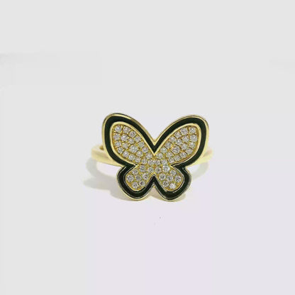 0.27CT Round Cut Diamond Butterfly Ring 18K Gold