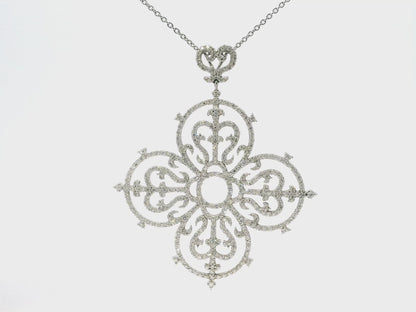 3.00CT Diamond Cross Pendant 14k White Gold