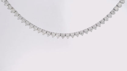 14.69CT Diamond 3 Prong Tennis Necklace 18K Gold
