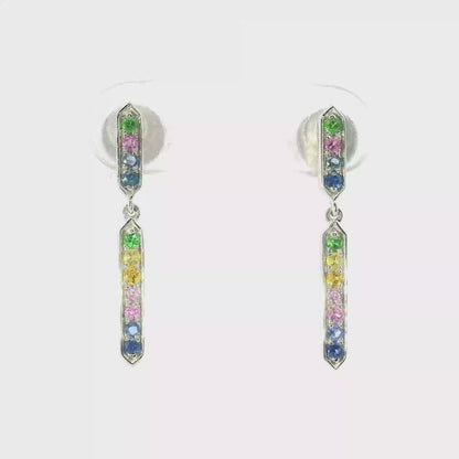 0.35CT Mixed Sapphire 14k White Gold Earring