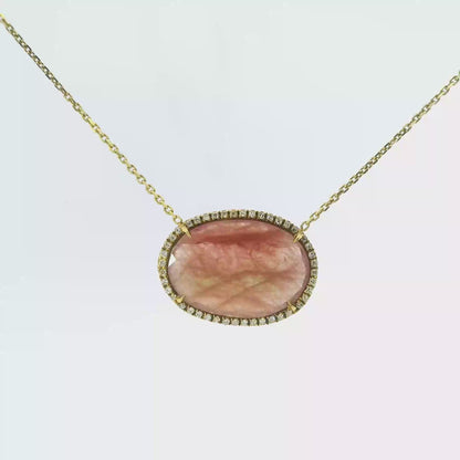 0.22CT Diamond with Sapphire 14k Yellow Gold Pendant